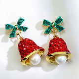 Christmas Bowknot Jingle Bell Drop Earrings