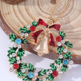 Christmas Wreath Bell Pendant Necklace