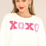 Thought Of You White XOXO Cropped Sweatshirt
