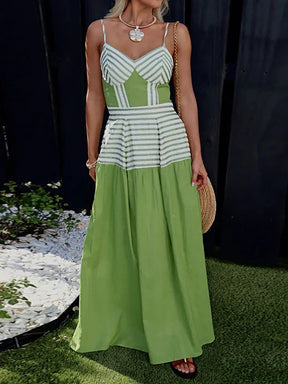 Luna Patchwork Maxi Dress – Backless Summer Elegance