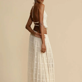 Isla Lace-Up Maxi Set | Romantic Halter Two-Piece for Summer