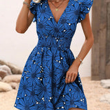 Chic Flower Print A-Line Dress