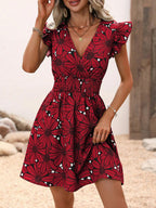 Chic Flower Print A-Line Dress