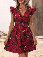 Chic Flower Print A-Line Dress