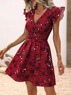 Chic Flower Print A-Line Dress