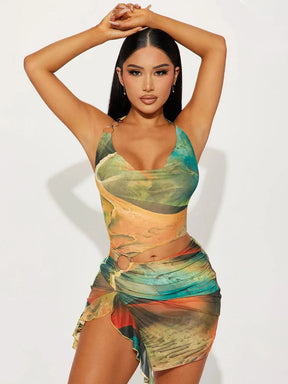Coastal Muse Halter Mini Dress – Backless Summer Party Dress