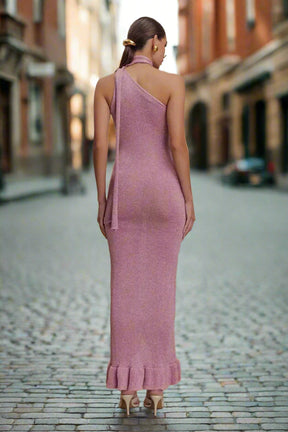 Opal Grace Embellished Knit Gown – Metallic Floral Bodycon Maxi
