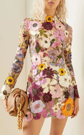 Luxury Floral Embroidery Dress – Elegant Formal Party Gown