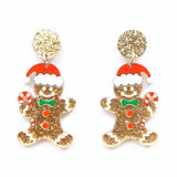 Glitter Gingerbread Man Drop Earrings