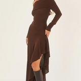 Alisa Off-shoulder Flare Midi Knit Dress
