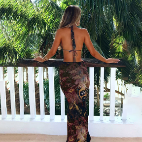 Isla Breeze Lace-Up Maxi Dress