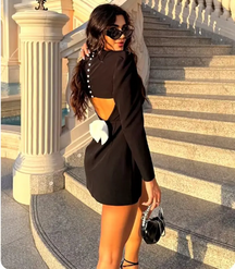Fashion Temperament Bow Backless Dress