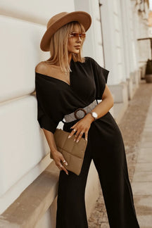 NovaEase™ Elastic Waist Bat Sleeve Jumpsuit