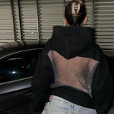 Backless Sheer Mesh Hoodie