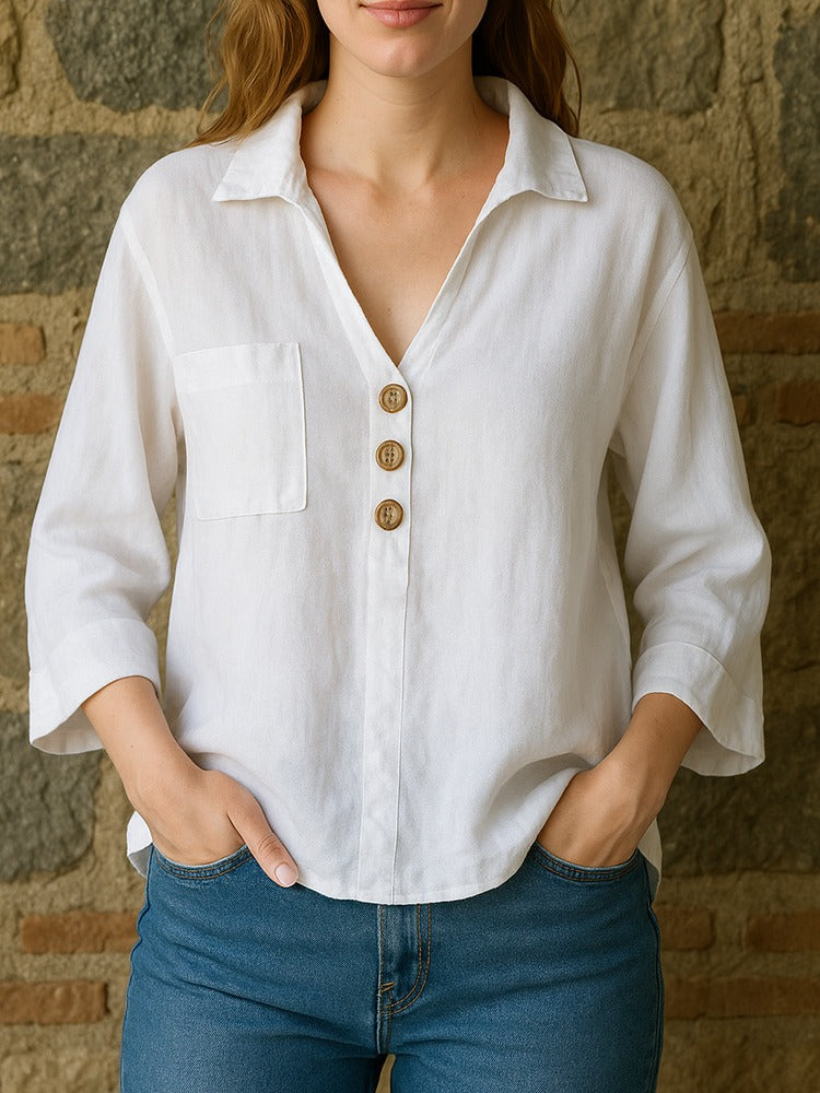 The Elira™ Cotton Lapel Shirt