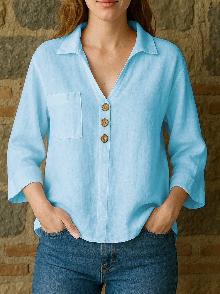 The Elira™ Cotton Lapel Shirt