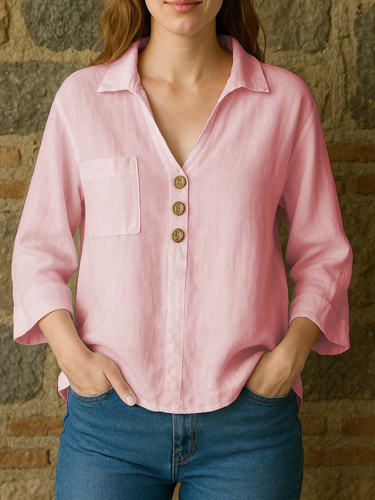 The Elira™ Cotton Lapel Shirt