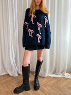 Exquisite Bow Crew Neck Loose Sweater