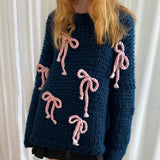 Exquisite Bow Crew Neck Loose Sweater