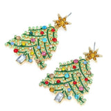Rhinestone Christmas Tree Drop Earrings