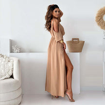 Billie - Trendy Slit Skirt V-Neck Maxi Dress