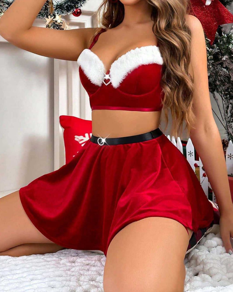 Christmas Velvet Heart Decoration Sexy Suit